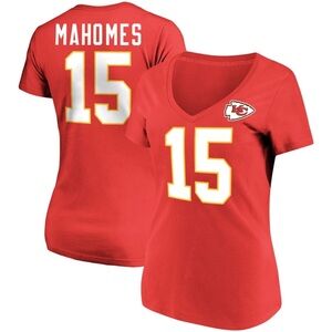 Fanatics Patrick Mahomes Kansas City Chiefs V-Neck Red T-Shirt Women's Size XXL